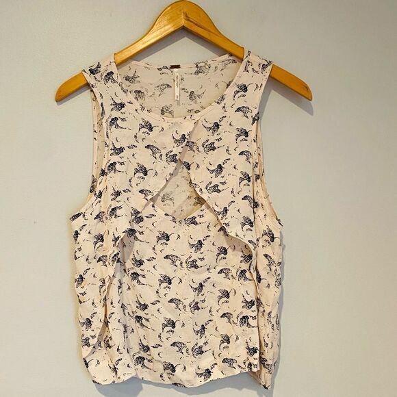 FREE PEOPLE Crinkle Printed Look Through Top in Tea Combo Size XS - Picture 3 of 8